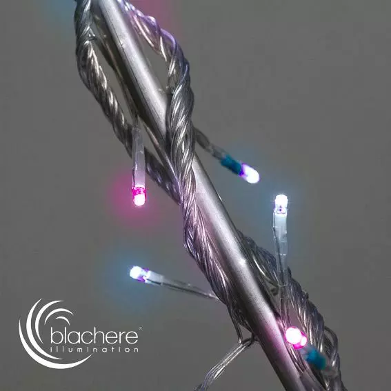 Eminza Guirlande Lumineuse 8 M 128 LED Câble Transparent Bicolore Rose Et Bleu