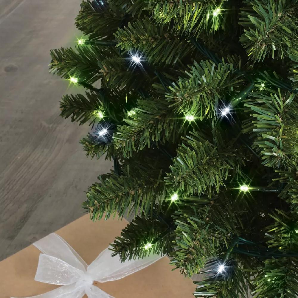 eminza Guirlande lumineuse 8 m 128 LED câble transparent Flashing light Bicolore Vert et blanc froid
