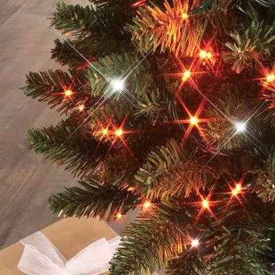 eminza Guirlande lumineuse 8 m 128 LED câble transparent Flashing light Bicolore Orange et blanc froid