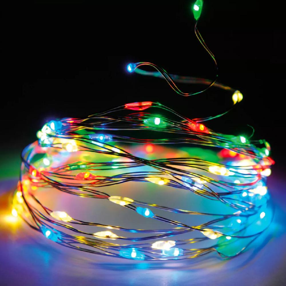 eminza Guirlande lumineuse 8 m 80 Micro LED Fil d'argent Multicolore