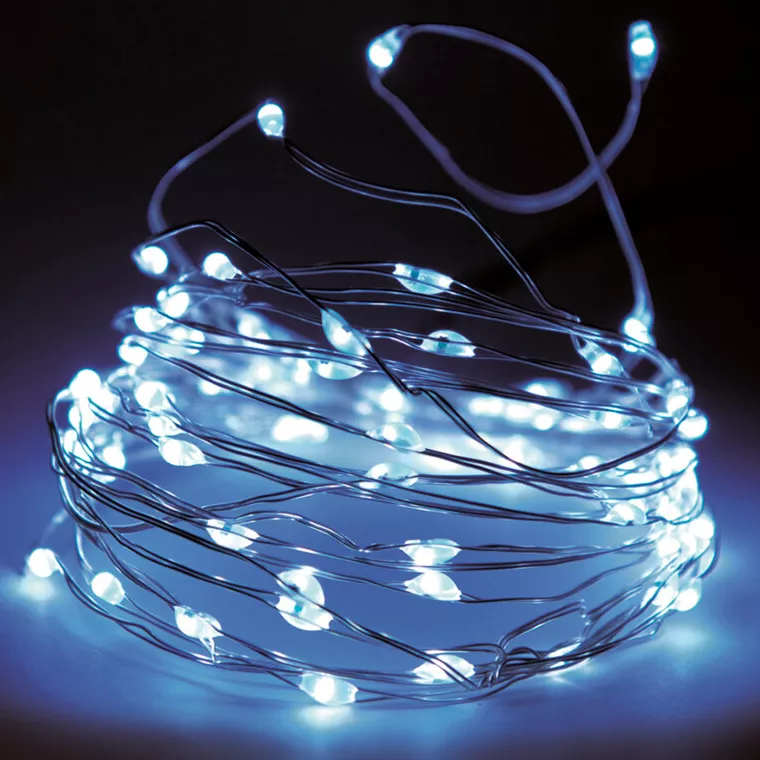 eminza Guirlande lumineuse 8 m 80 Micro LED Fil d'argent Blanc froid