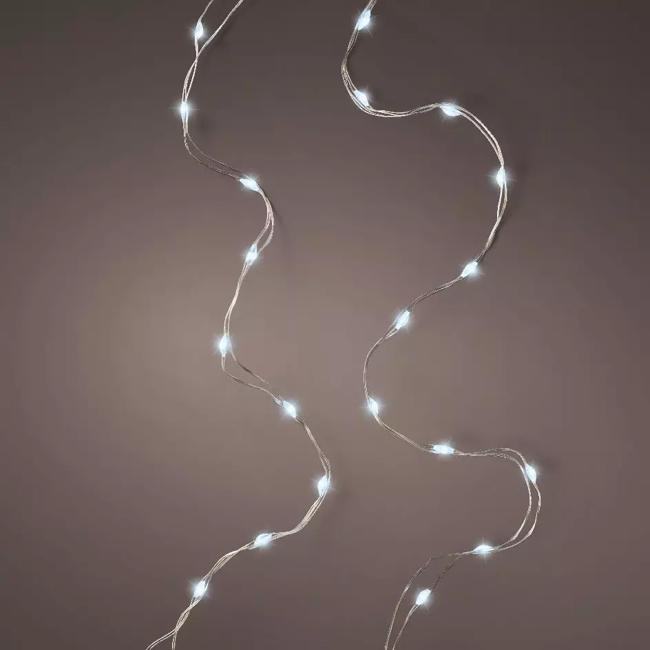 eminza Guirlande lumineuse à piles 1 59 m 100 Micro LED câble argent Durawise Extra brillant Blanc froid