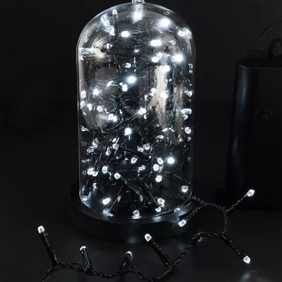 Eminza Guirlande Lumineuse à Piles 14 98 M 600 LED Câble Noir Durawise Blanc Froid