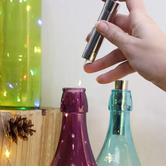 Eminza Guirlande Lumineuse à Piles 15 MicroLED (0.09 M) Bouteille Blanc Chaud
