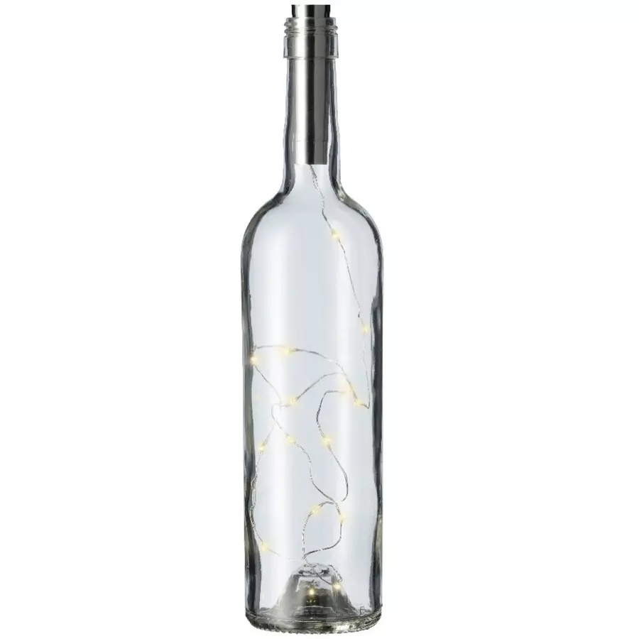 Eminza Guirlande Lumineuse à Piles 15 MicroLED (0.09 M) Bouteille Blanc Chaud