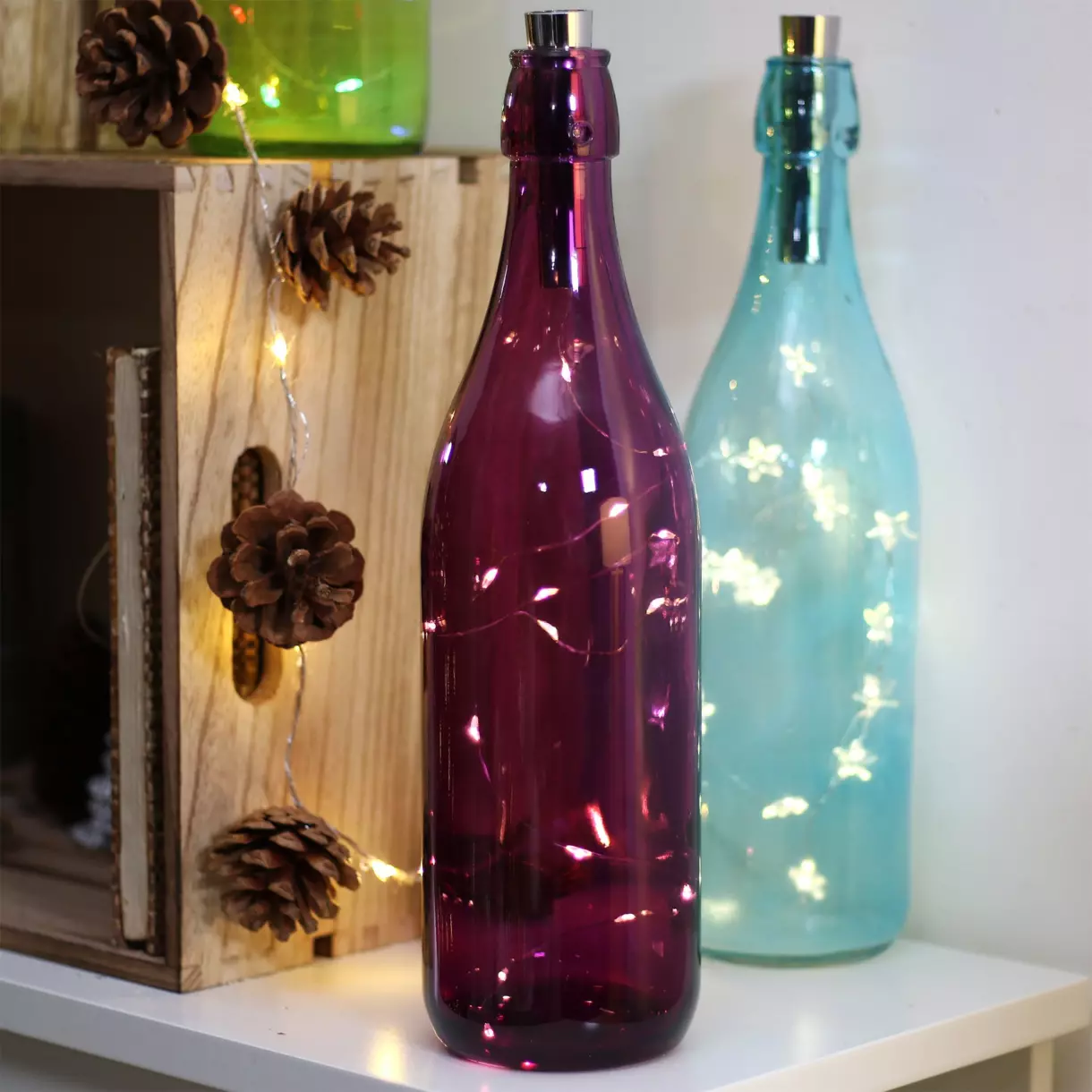 eminza Guirlande lumineuse à piles 15 MicroLED (0.09 m) Bouteille Blanc chaud