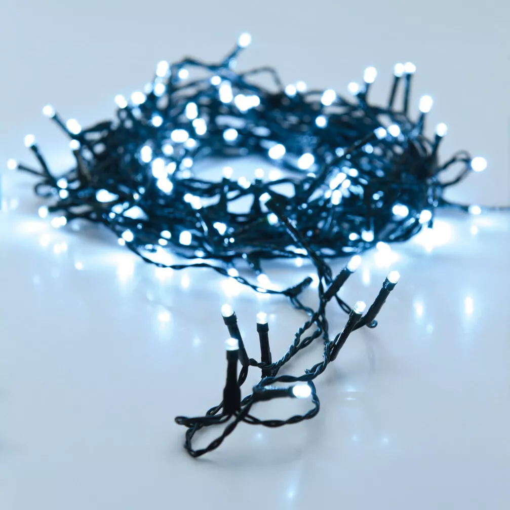 eminza Guirlande lumineuse à piles 3 5 m 48 LED câble noir Luxe Blanc froid