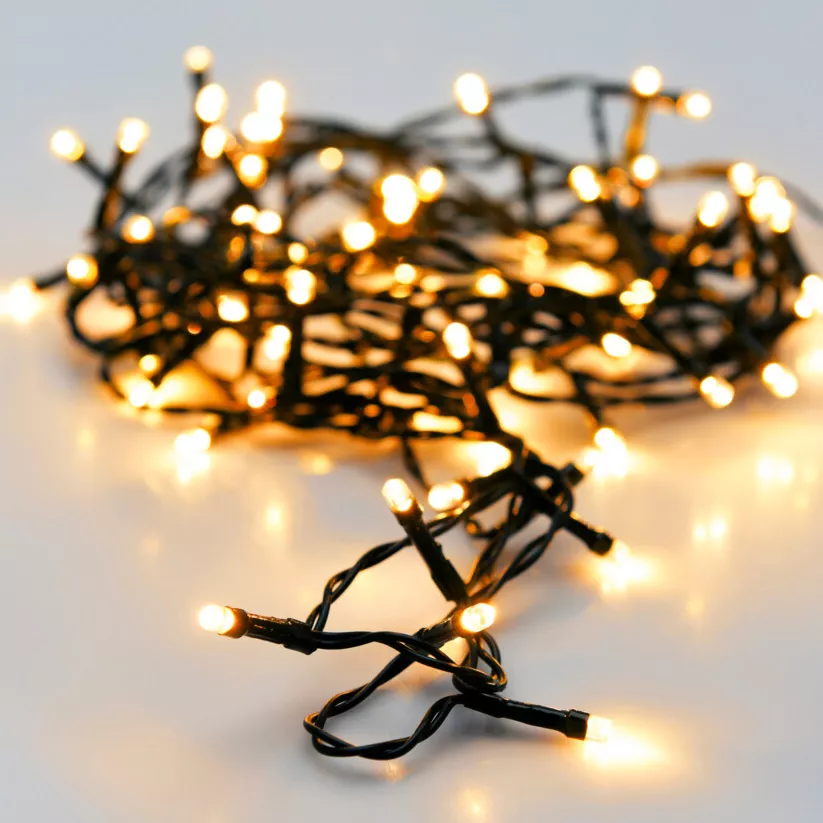 eminza Guirlande lumineuse à piles 3 5 m 48 LED câble noir Luxe Blanc chaud