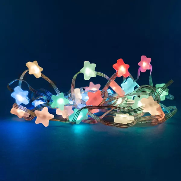 eminza Guirlande lumineuse à piles 4 8 m 33 micro LED Étoiles Multicolore