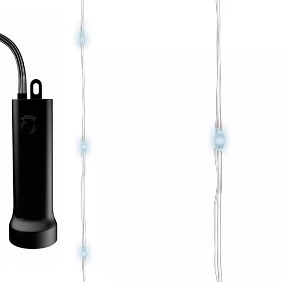 Eminza Guirlande Lumineuse à Piles 4 90 M 100 Micro LED Câble Transparent Durawise Blanc Froid