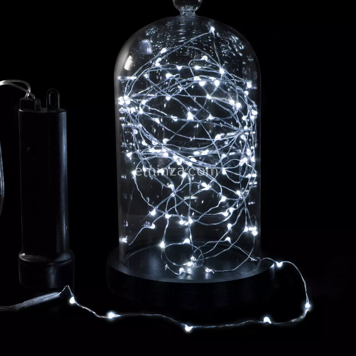eminza Guirlande lumineuse à piles 4 90 m 100 Micro LED câble transparent Durawise Blanc froid