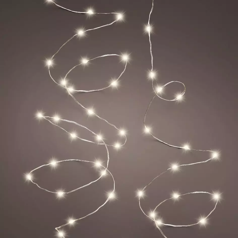 eminza Guirlande lumineuse à piles 4 90 m 100 Micro LED câble transparent Luxe Durawise Blanc chaud