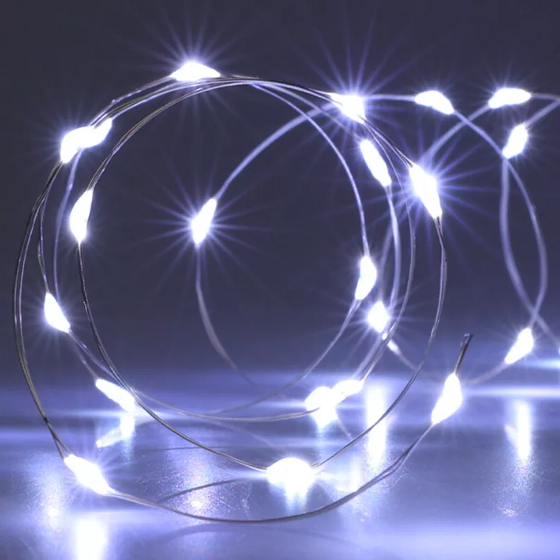 eminza Guirlande lumineuse à piles 4 m 80 Micro LED Fil d'argent Blanc froid