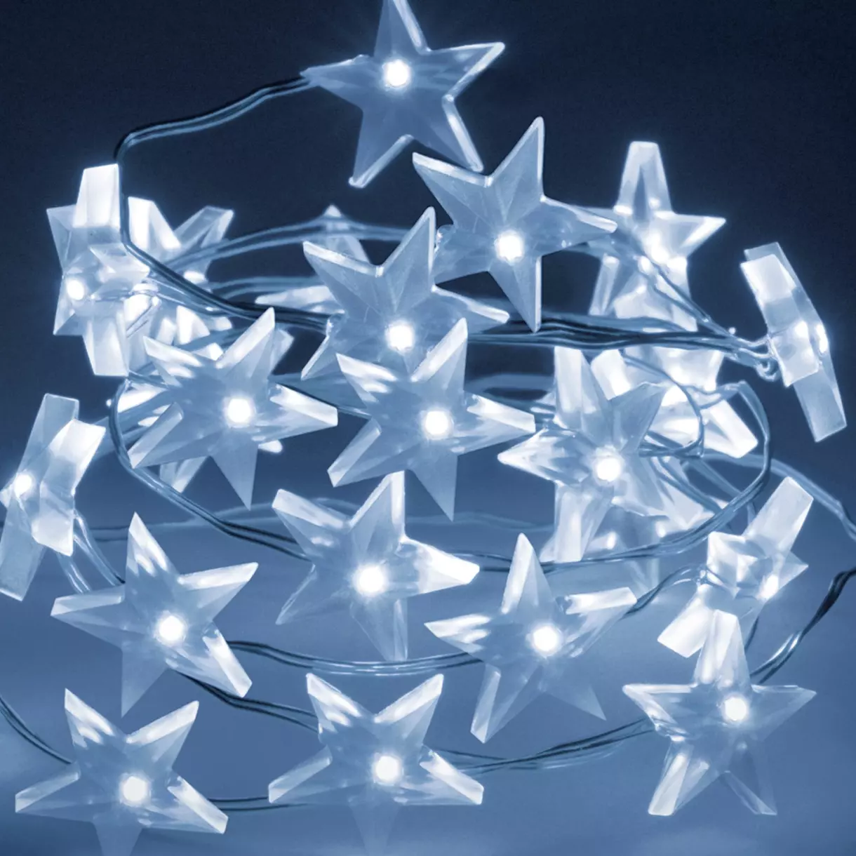 eminza Guirlande lumineuse à piles 40 LED 1 95 m Étoiles Blanc froid