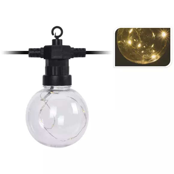 Eminza Guirlande Lumineuse à Piles 5 M 80 LED Garden Light Blanc Chaud