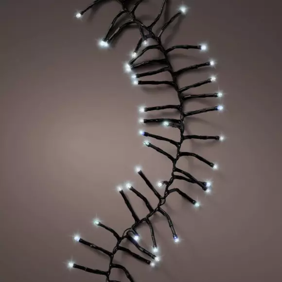 Eminza Guirlande Lumineuse à Piles 6 M 600 LED Câble Noir Grappe Durawise Blanc Froid