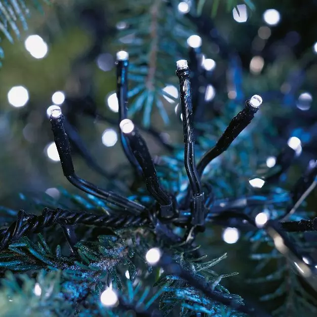 eminza Guirlande lumineuse à piles 6 m 600 LED câble noir Grappe Durawise Blanc froid