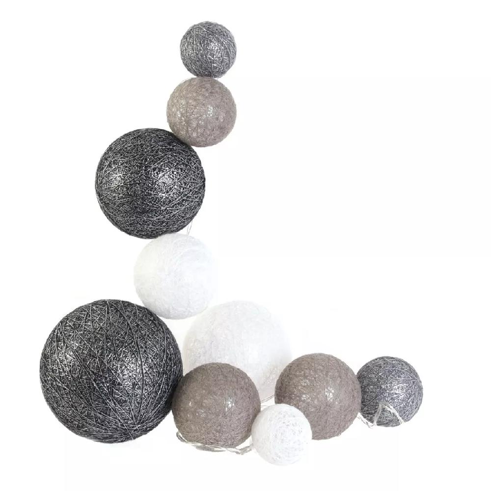 eminza Guirlande lumineuse déco 10 boules 1 m Savannah Gris