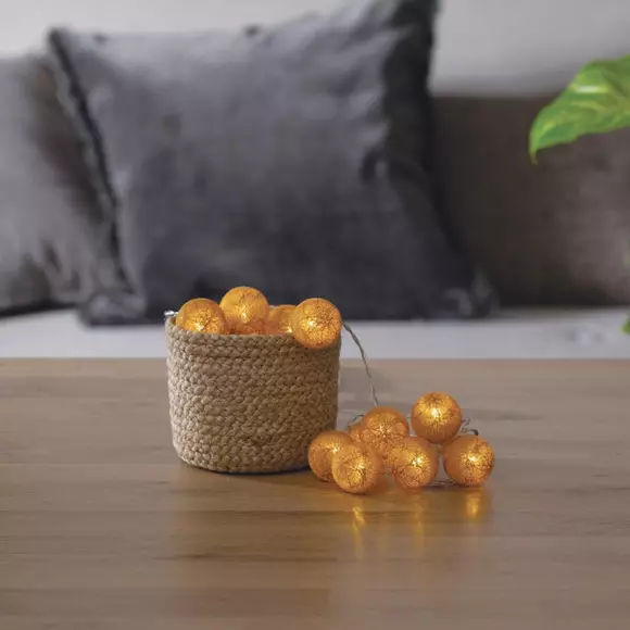 Eminza Guirlande Lumineuse Déco 16 Boules 2 61 M Loula Jaune Moutarde