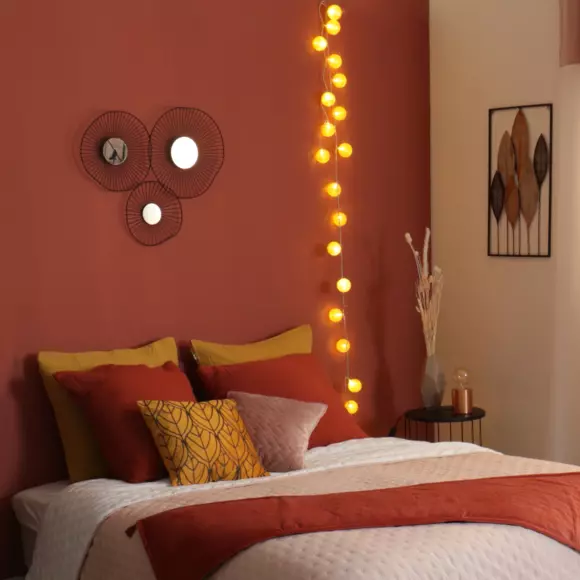 Eminza Guirlande Lumineuse Déco 20 Boules 4 36 M Bobina Jaune Moutarde