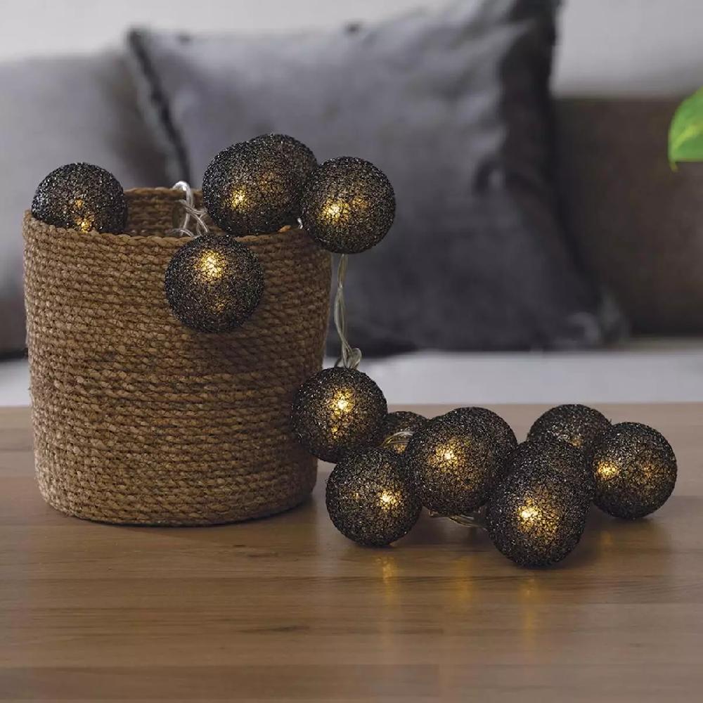 eminza Guirlande lumineuse déco 20 boules 4 36 m Bobina Noir