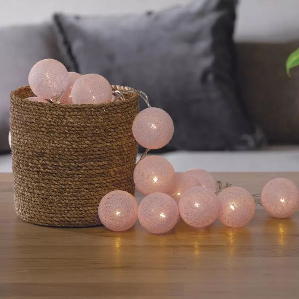 eminza Guirlande lumineuse déco 20 boules 4 36 m Bobina Rose