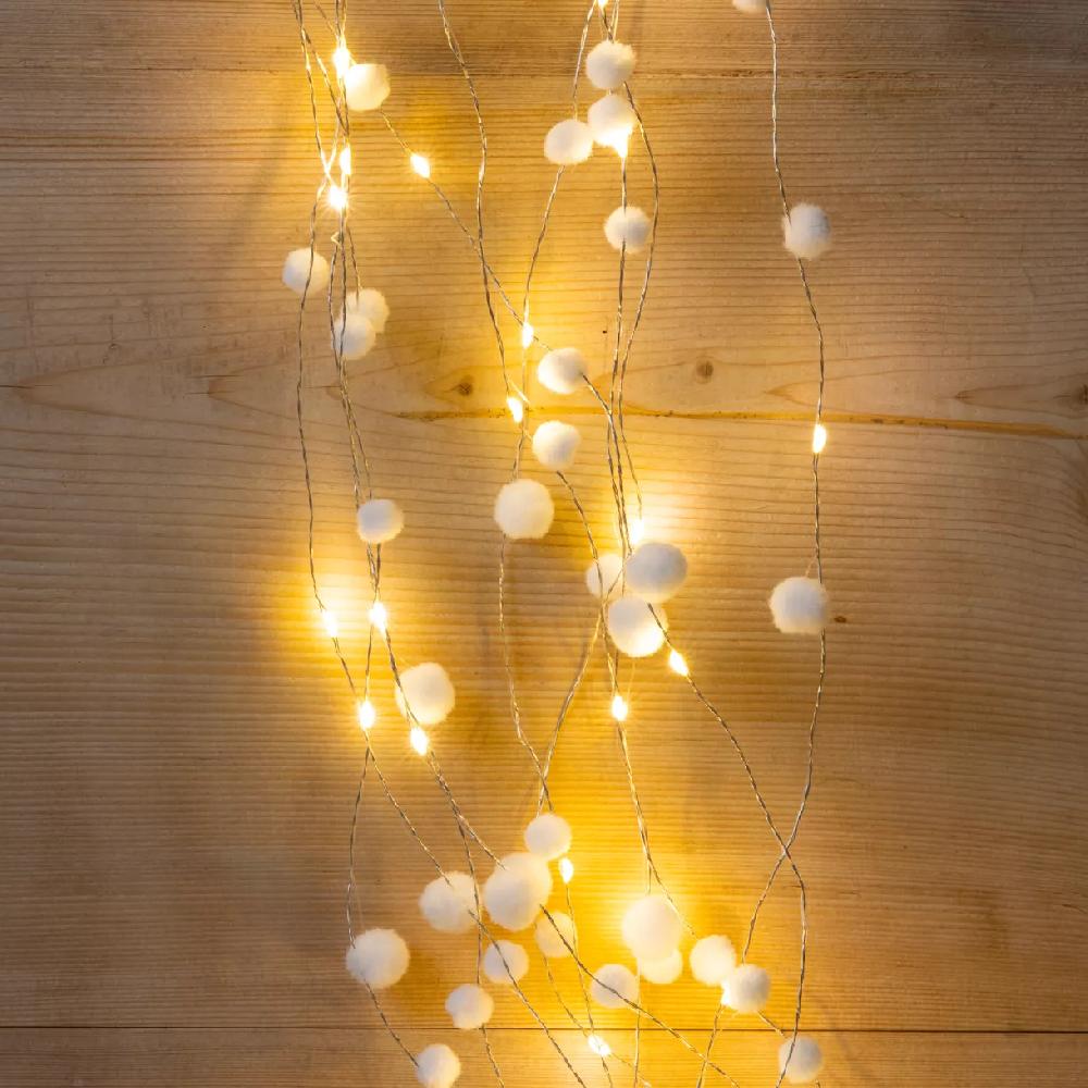 eminza Guirlande lumineuse grappe 100 LED (1 35 m) Neige Blanc chaud