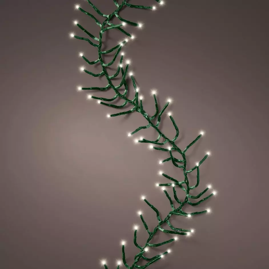 eminza Guirlande lumineuse raccordable 5 m 500 LED câble vert Grappe Blanc chaud