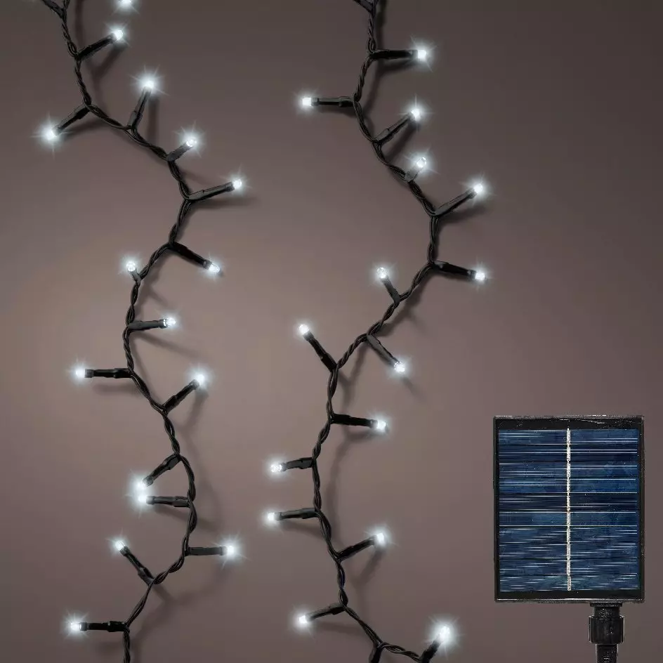eminza Guirlande lumineuse Solaire 11 m 500 LED câble noir Rechargeable Blanc froid