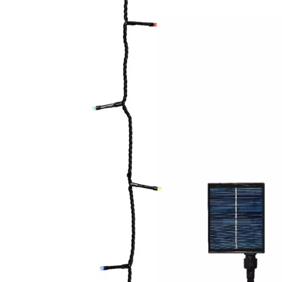 Eminza Guirlande Lumineuse Solaire 18 M 240 LED Câble Noir Rechargeable Multicolore