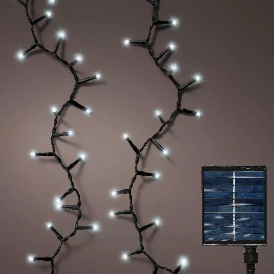 eminza Guirlande lumineuse Solaire 22 50 m 1000 LED câble noir Rechargeable Blanc froid