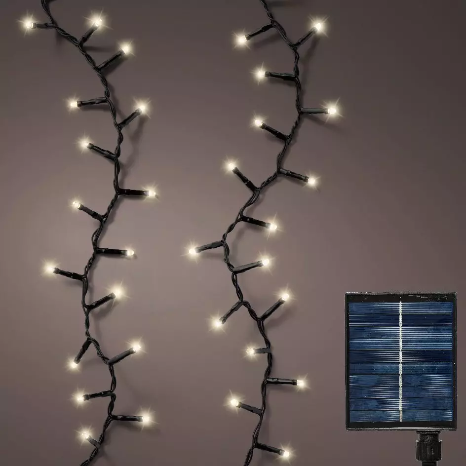 eminza Guirlande lumineuse Solaire 22 50 m 1000 LED câble noir Rechargeable Blanc chaud