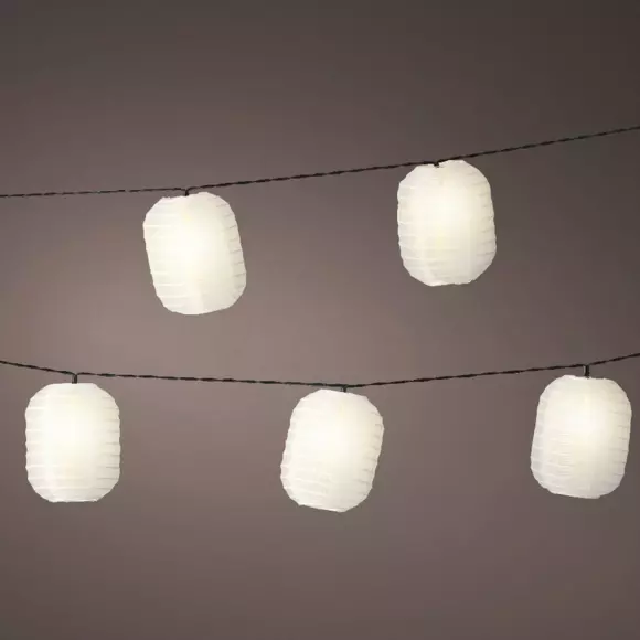 Eminza Guirlande Lumineuse Solaire 4 5 M 10 LED Ellipse Blanc Chaud