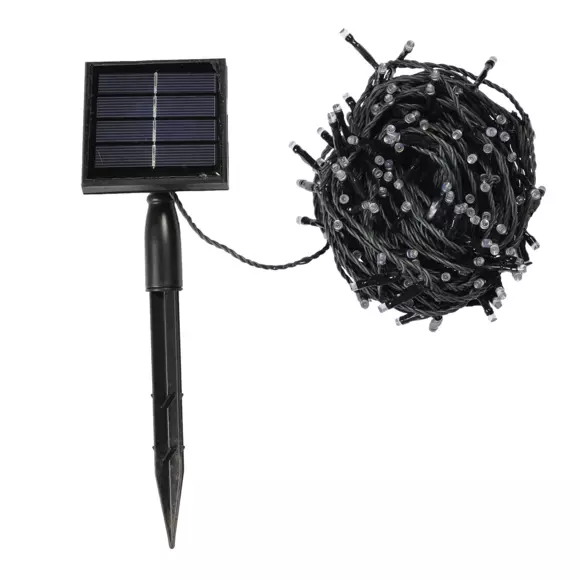 Eminza Guirlande Lumineuse Solaire 40 M 400 LED Câble Vert Blanc Froid