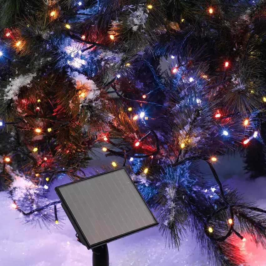 eminza Guirlande lumineuse Solaire 5 m 50 LED câble noir Multicolore