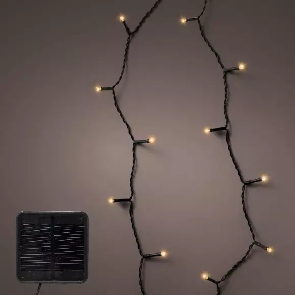 Eminza Guirlande Lumineuse Solaire 9 M 120 LED Câble Noir Rechargeable Blanc Chaud