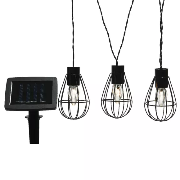 Eminza Guirlande Lumineuse Solaire En Métal 3 5 M 8 LED Indus Blanc Chaud