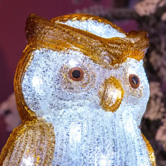 Eminza Hibou Lumineux à Piles 30 LED (H24 Cm) Juliette Blanc Froid