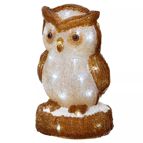 Eminza Hibou Lumineux à Piles 30 LED (H24 Cm) Juliette Blanc Froid