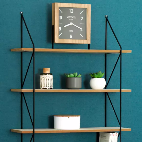 Eminza Horloge à Poser En Bois (H23 Cm) Silence Vintage