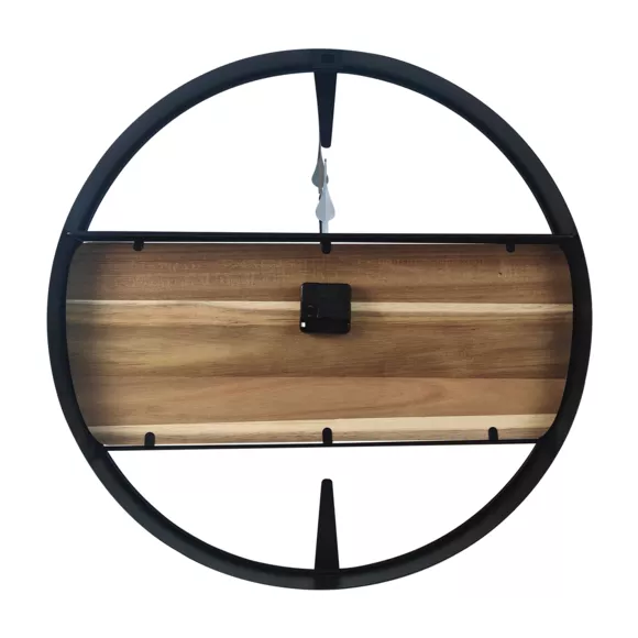 Eminza Horloge Murale Bois Et Métal (D57 Cm) Nya Noir