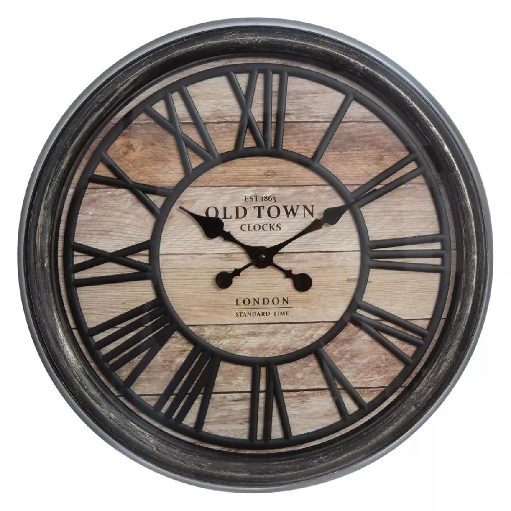 eminza Horloge murale (D50 cm) Old Town Marron patiné