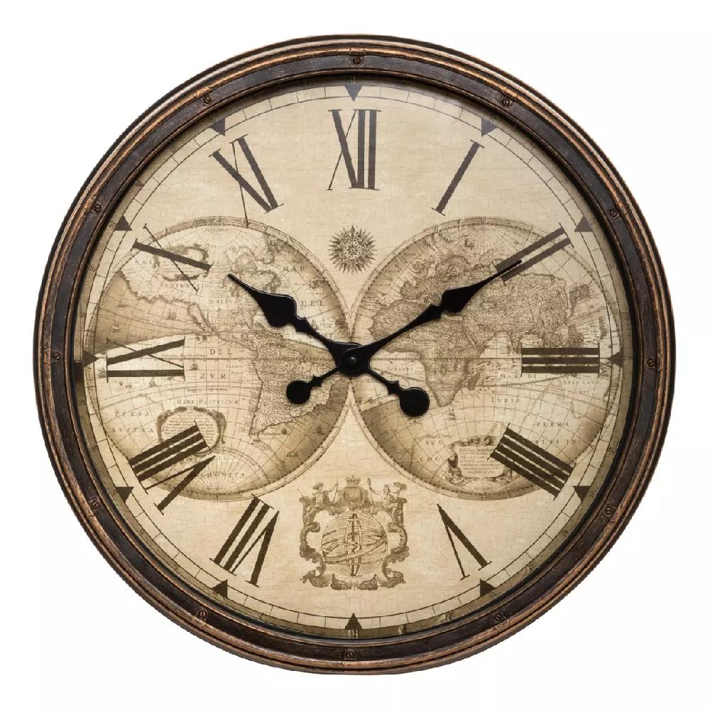 eminza Horloge murale (D51 cm) Monde Tomy Marron patiné