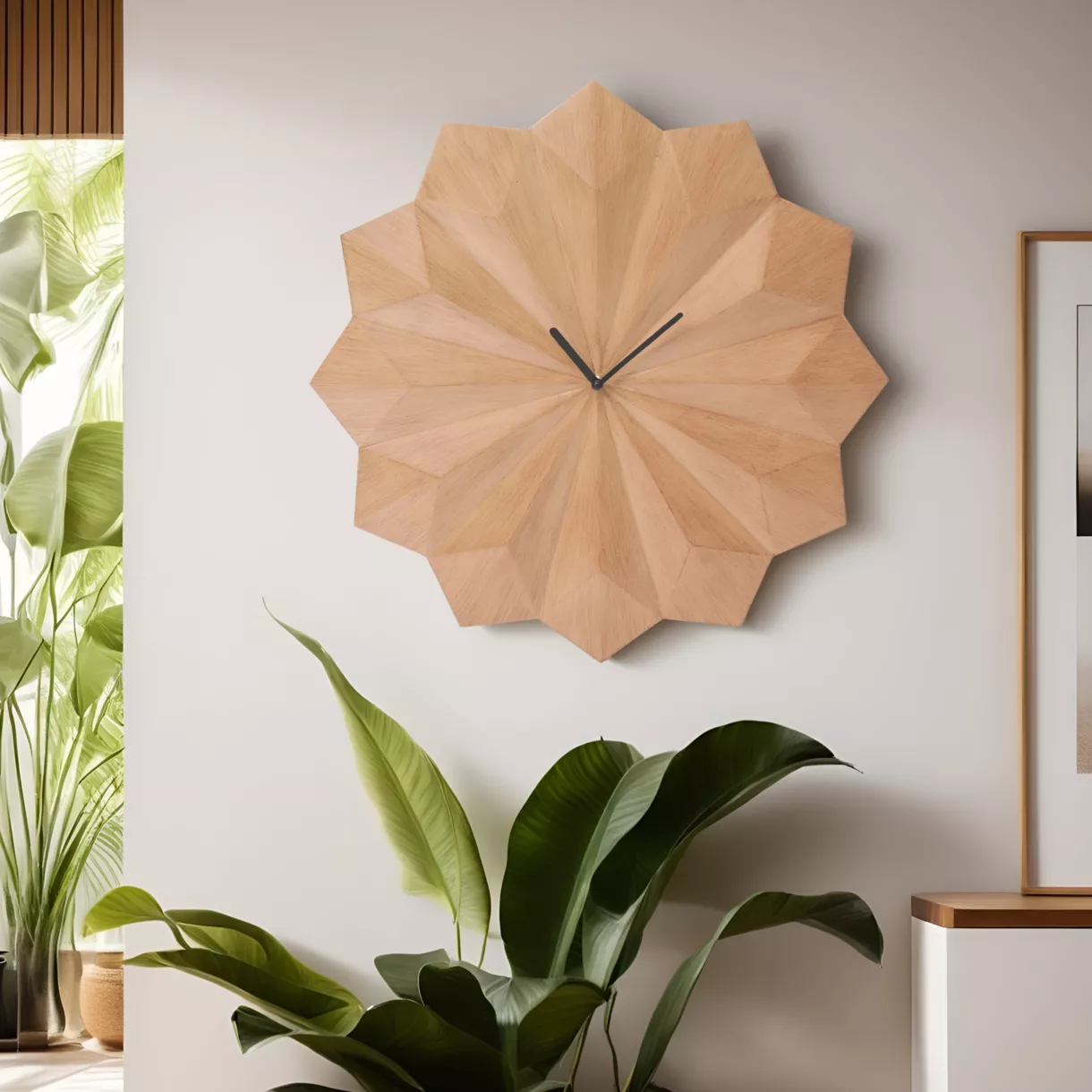 eminza Horloge murale en bois (D45 cm) Shanghai Naturelle