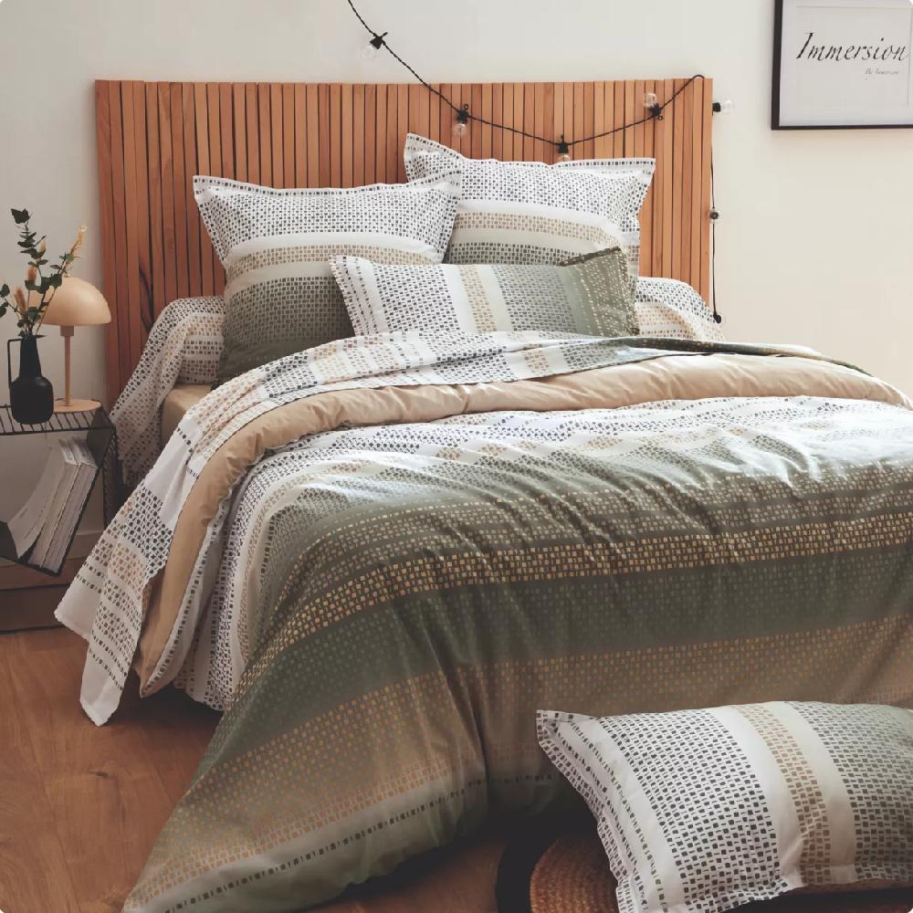 eminza Housse de couette coton (240 x 220 cm) Niagara Vert kaki