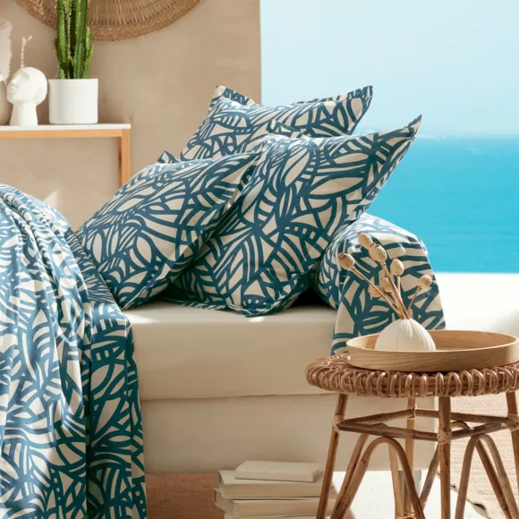 Eminza Housse De Couette Coton Lavé (260 X 240 Cm) Serena Bleue