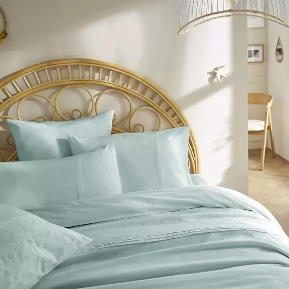 Eminza Housse De Couette Dentelle Coton (260 X 240 Cm) Jeanne Bleu Clair