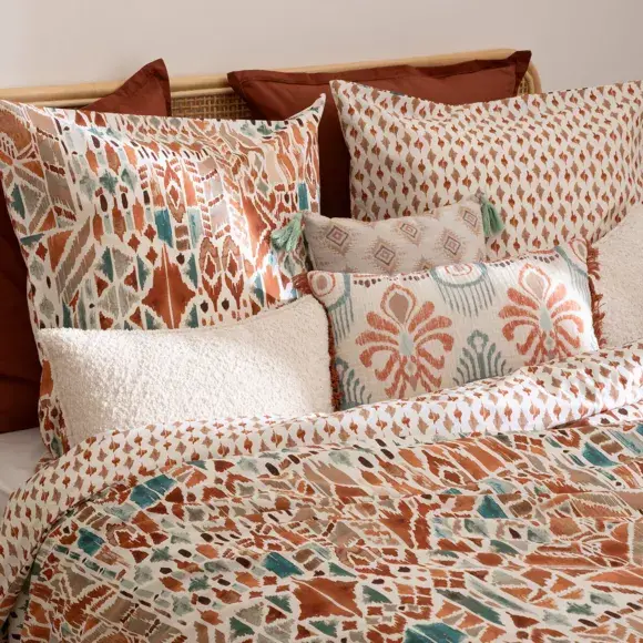 Eminza Housse De Couette Et Deux Taies Coton (240 X 220 Cm) Ikat Multicolore
