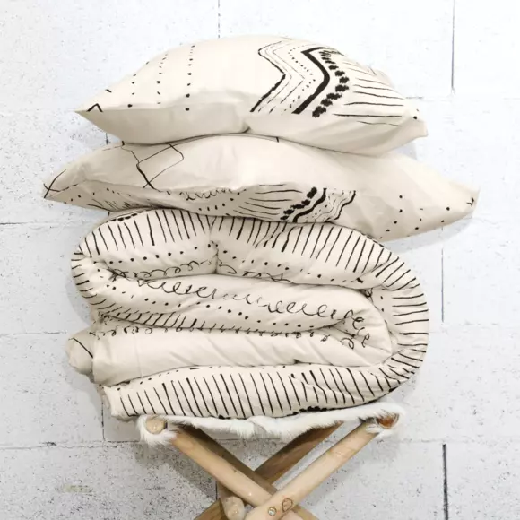 Eminza Housse De Couette Et Deux Taies Coton (240 X 220 Cm) Berbère Noire