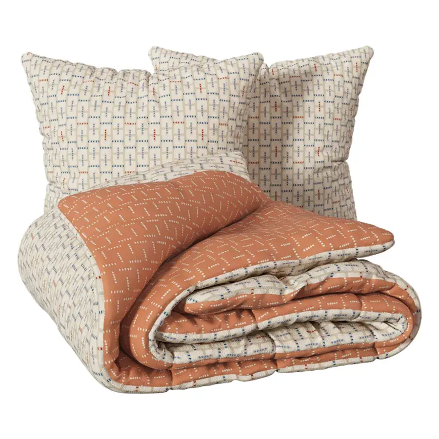 Eminza Housse De Couette Et Deux Taies Coton (240 X 220 Cm) Posei Multicolore